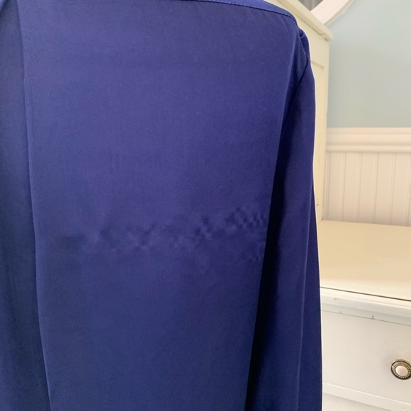 Sundance Blended Paths Navy Silk Velvet Faux Wrap Blouse - Picture 6 of 9